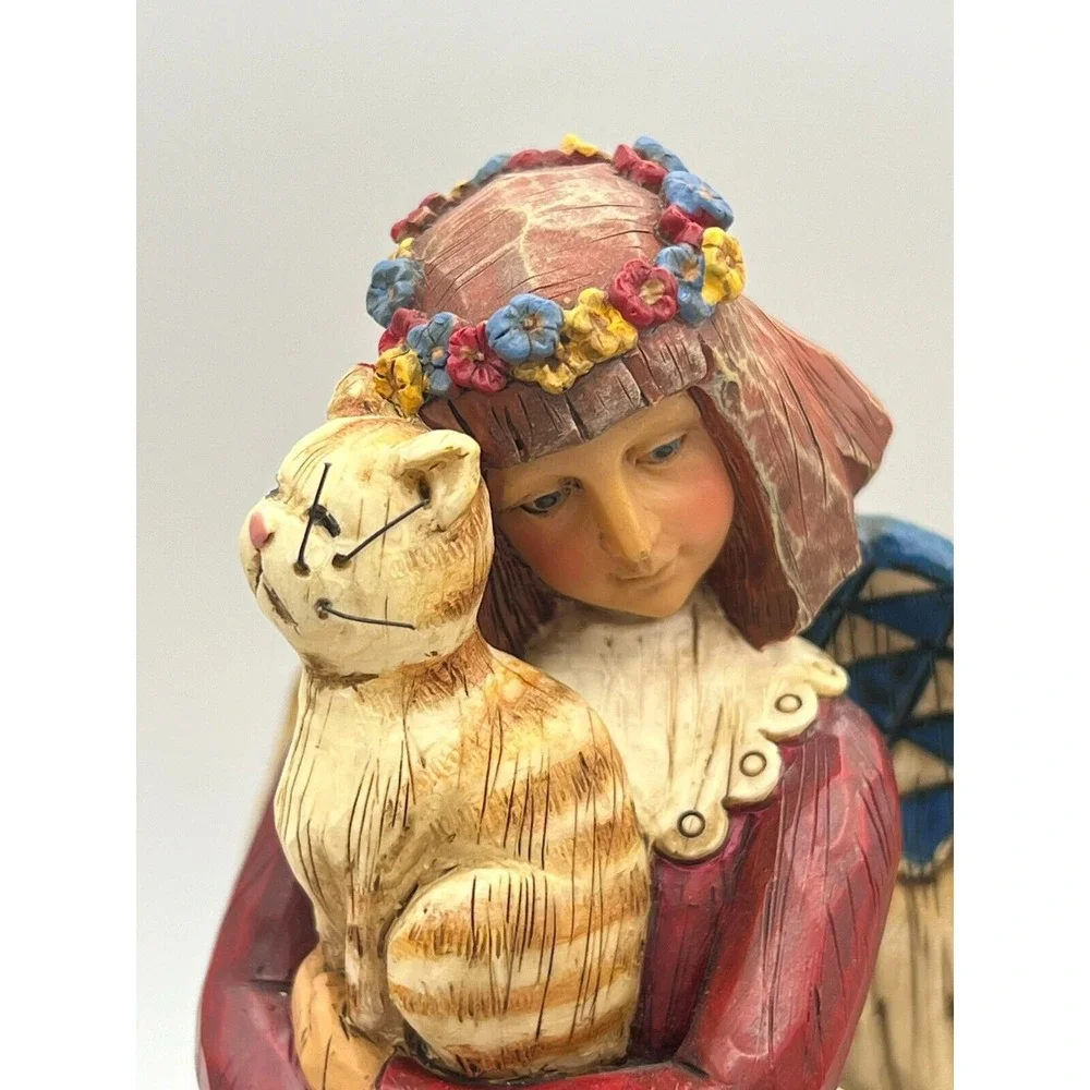 Jim Shore Heartwood Creek Enesco Angel Hugging Cat Kitten Figurine 105170 NO BOX